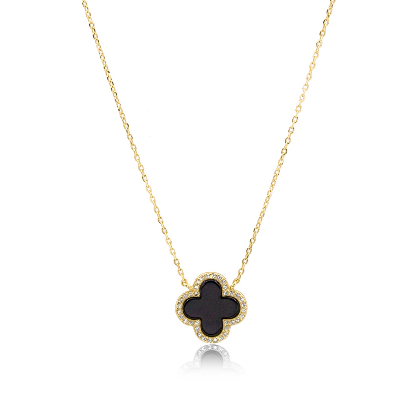 Sparkly Black Clover Necklace
