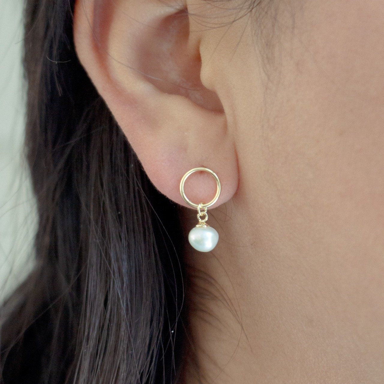 Circle & Pearl Drop Studs