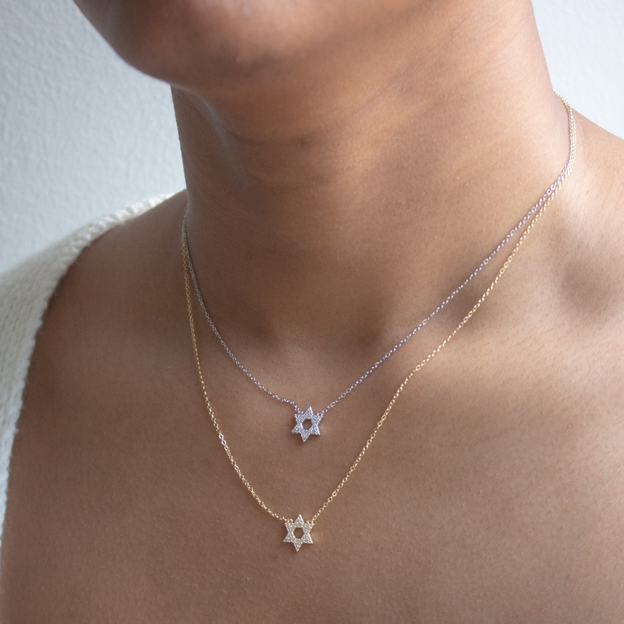 Delicate Sparkly Star of David Necklace
