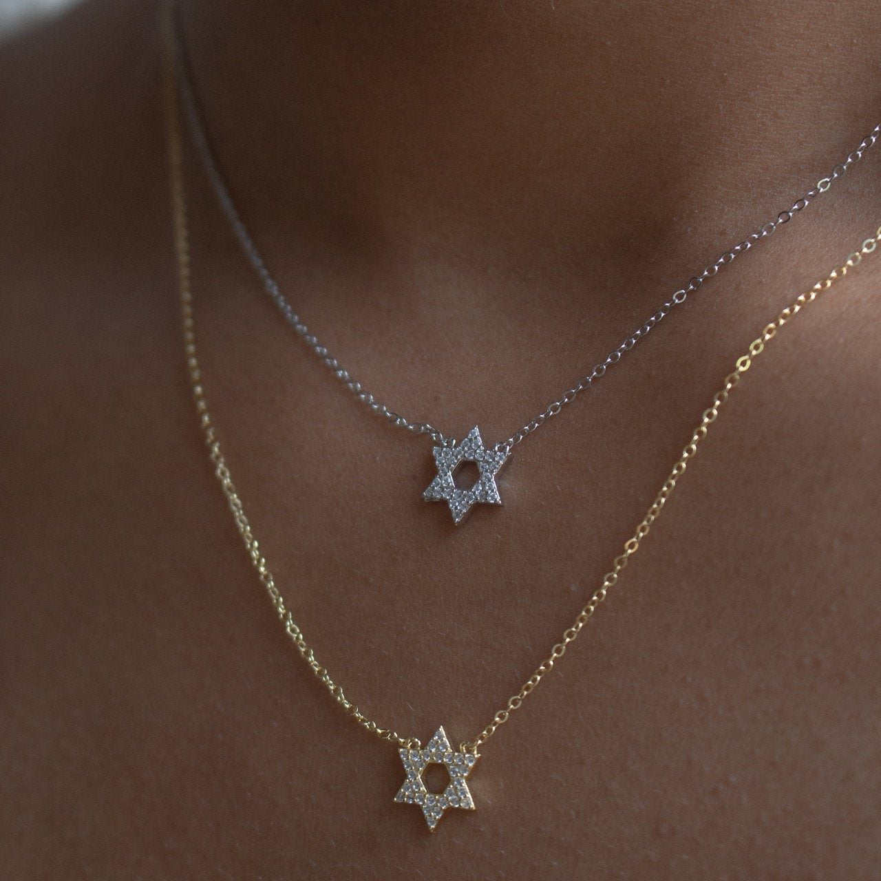 Delicate Sparkly Star of David Necklace