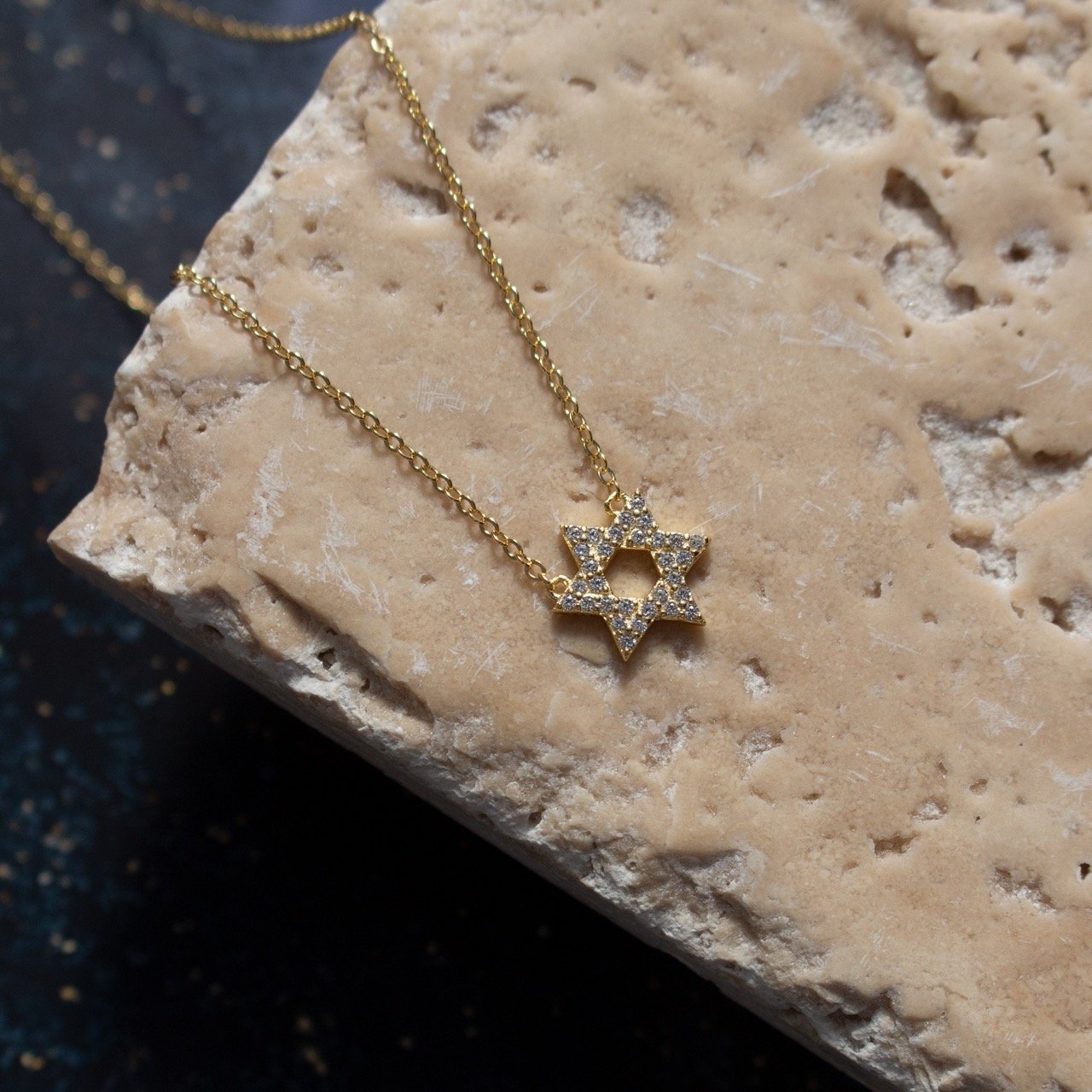 Delicate Sparkly Star of David Necklace