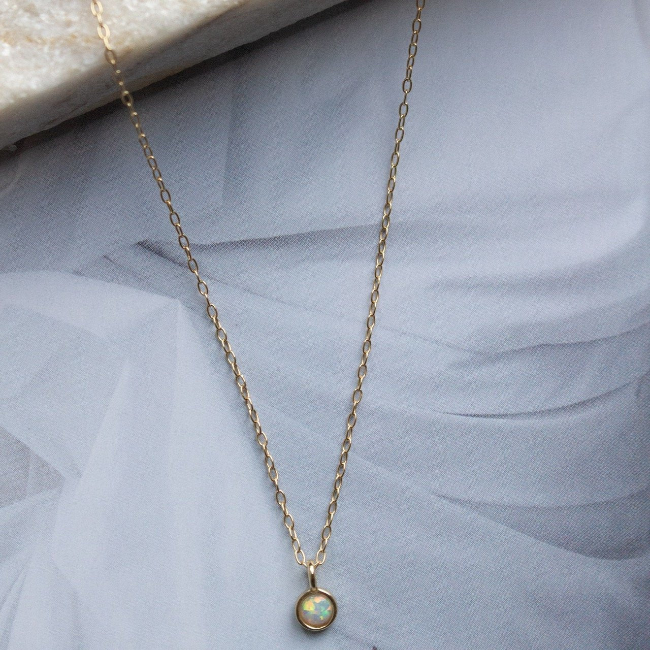 Bezel Opal Necklace