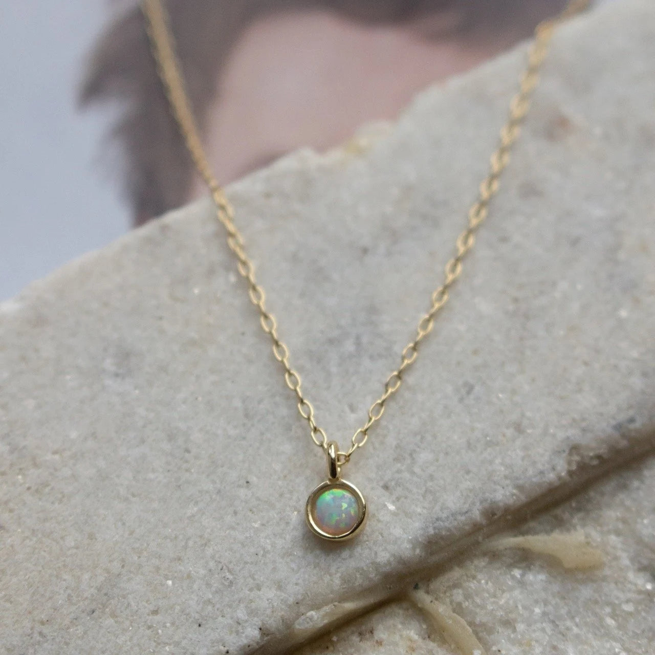 Bezel Opal Necklace