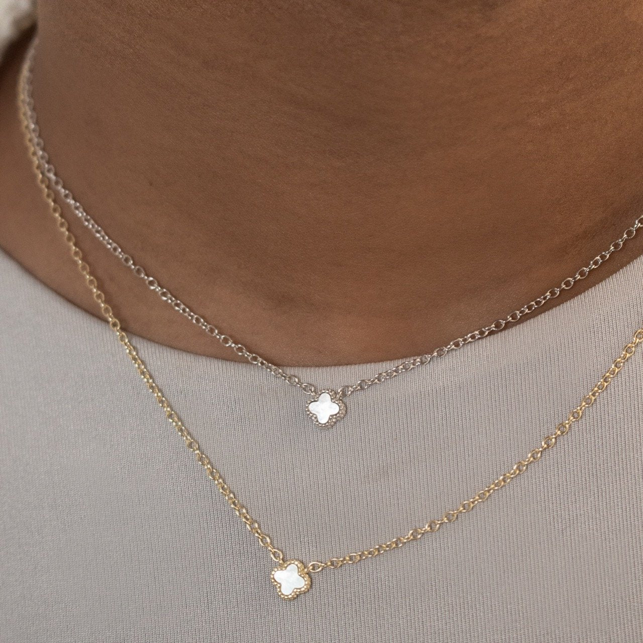 Mini Pearl Clover Necklace