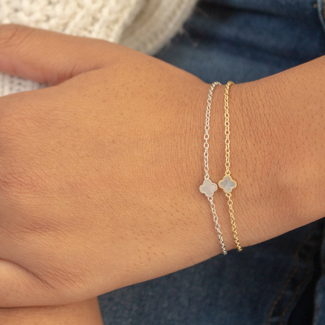 Mini Pearl Clover Bracelet