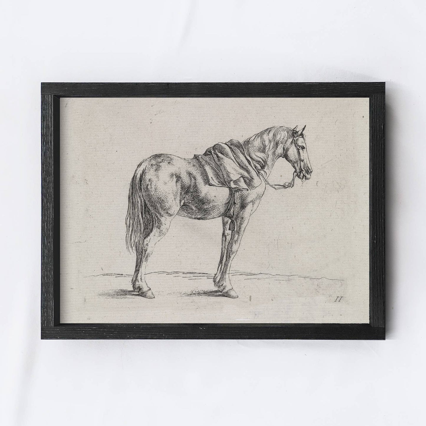Vintage Horse Wall Art | Framed Equestrian Wall Decor A136: Aged Farmhouse / 8.5x7"