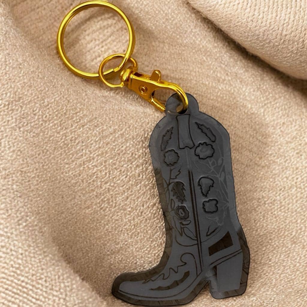 Floral Rose Cowboy Boot Western Keychain Jewelry