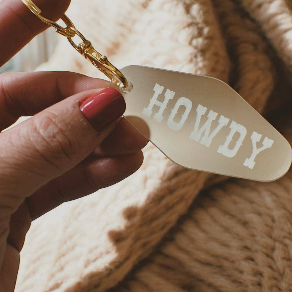 Howdy Keychain Western Keychain Minimalist Jewelry : Gold