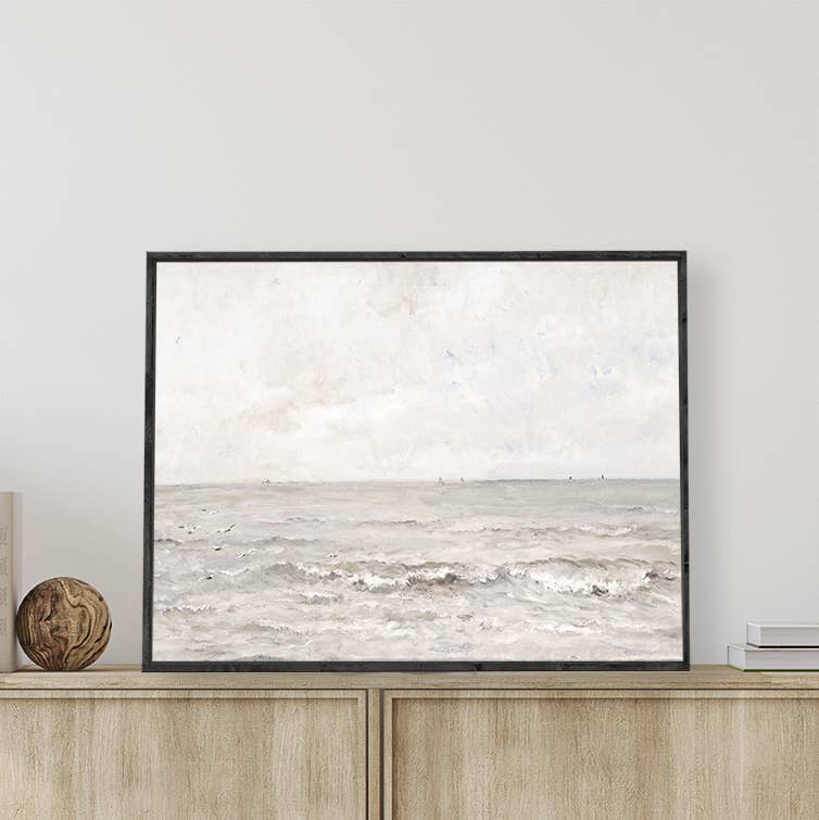 Vintage Art Print | Coastal Wall Art Seascape Painting A120: Aged Farmhouse / 8.5x7"