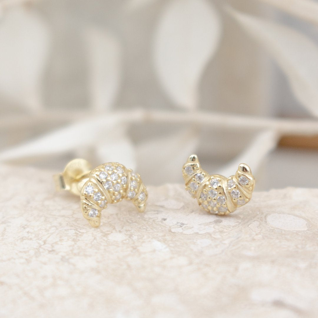 Sparkly Mini Croissant Studs