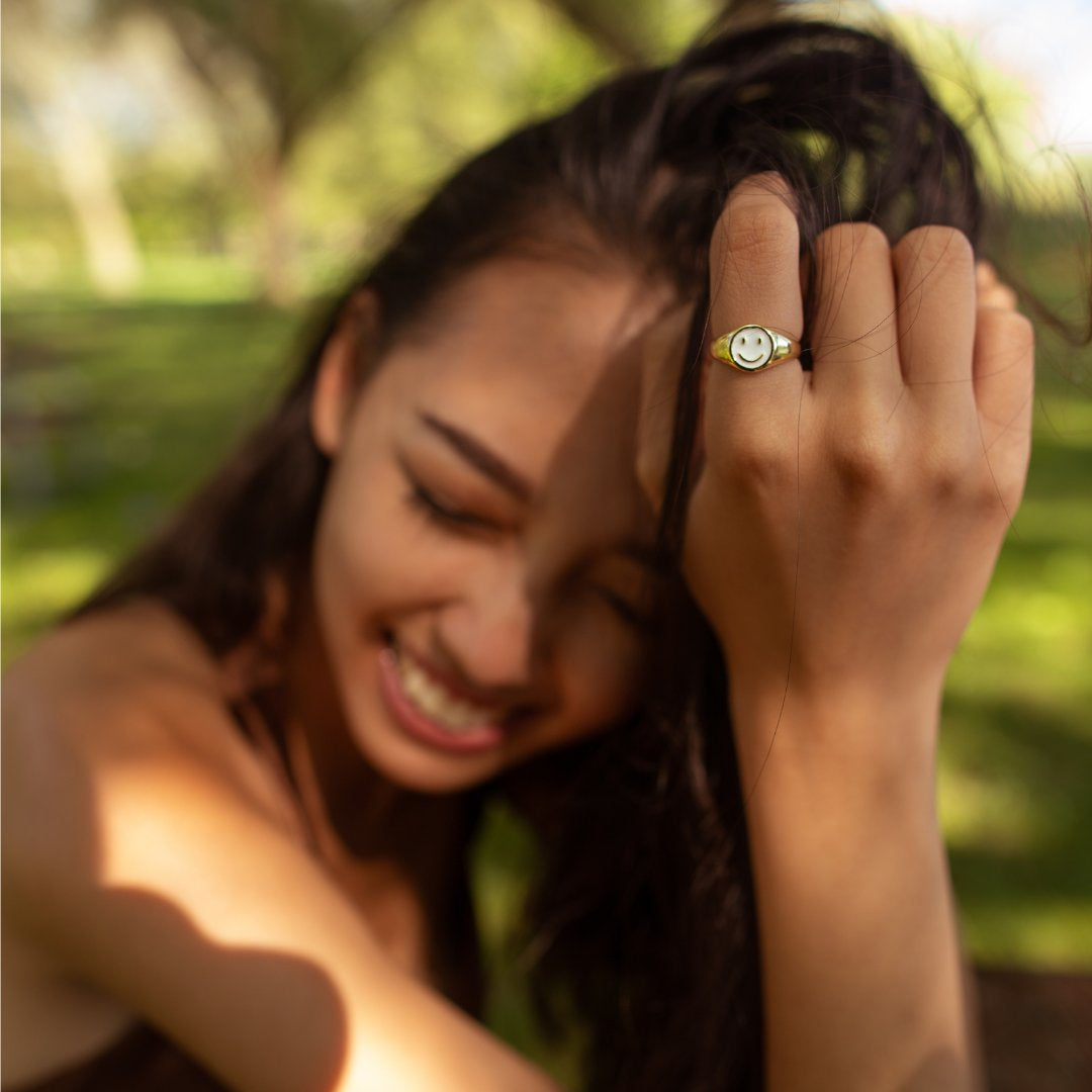 Smiley Enamel Ring