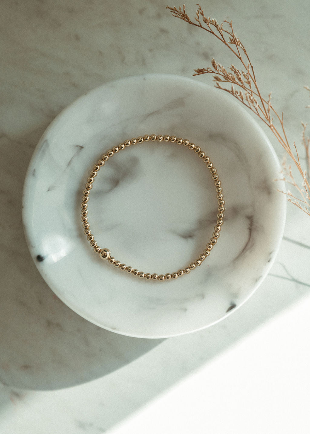 Gold-Filled 3mm Stretch Ball Bracelet
