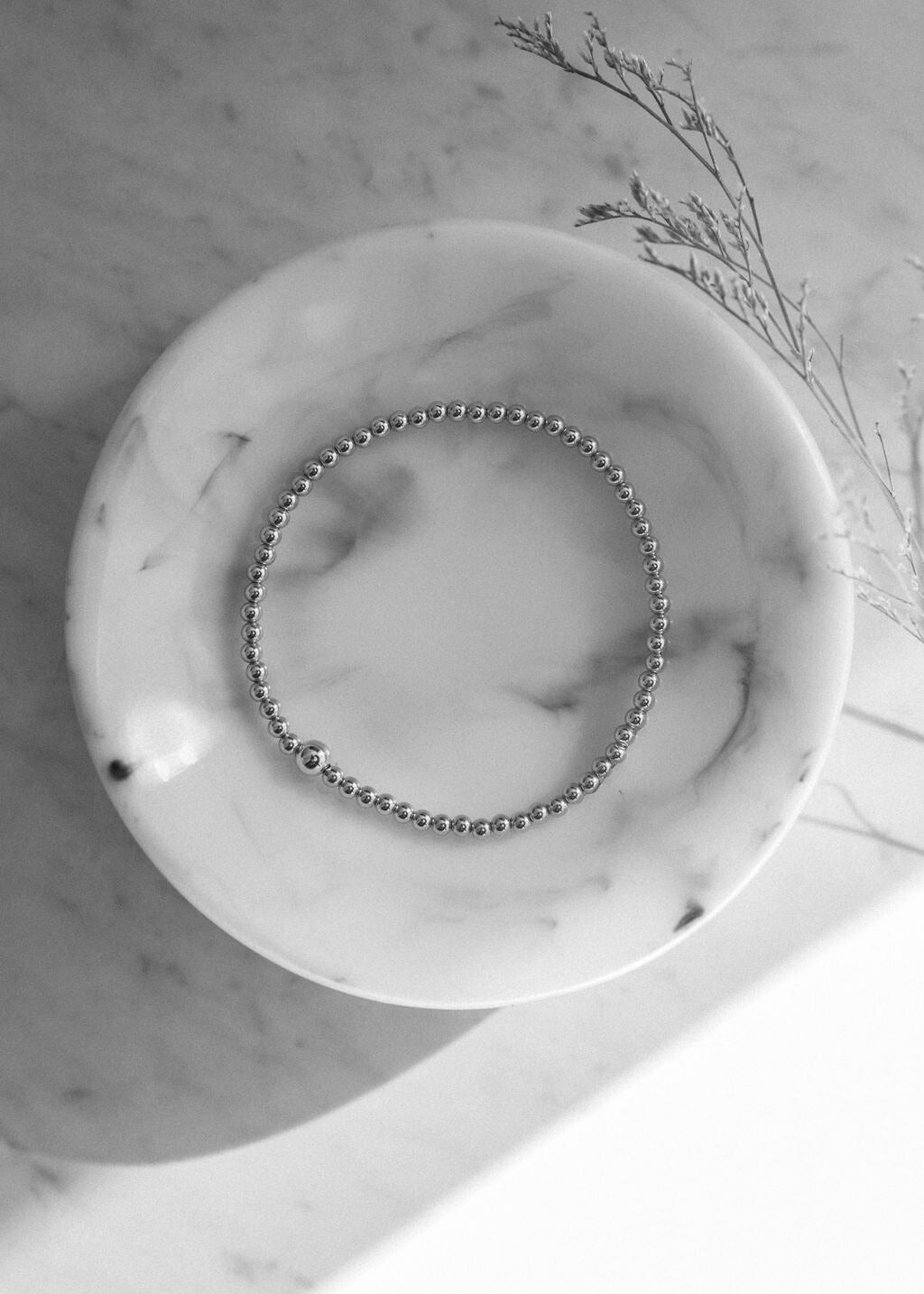 Silver 3mm Stretch Ball Bracelet