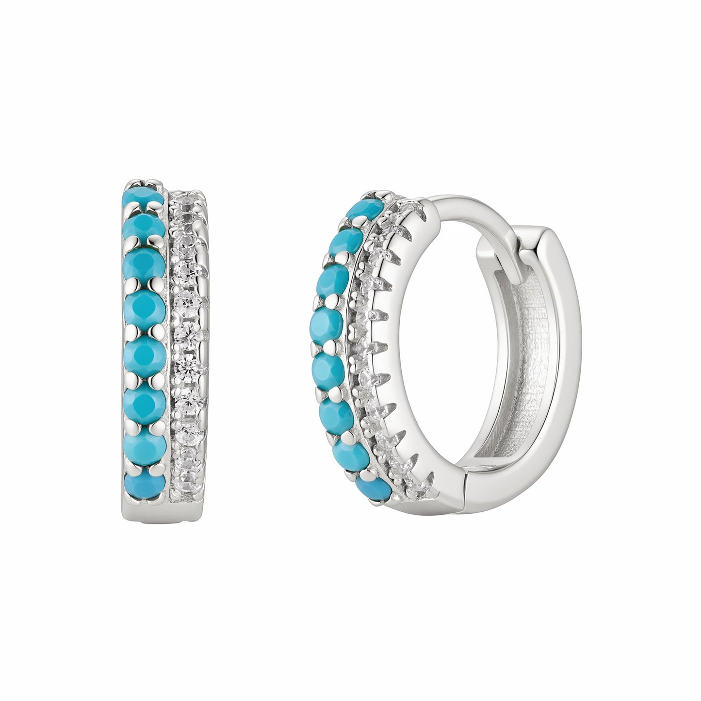 Turquoise Huggie Hoops