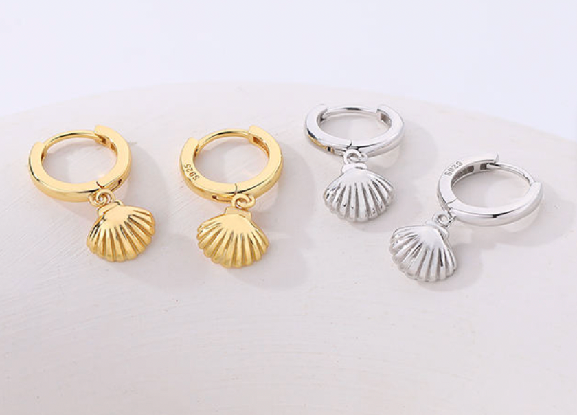 Seashell Drop Huggie Earrings