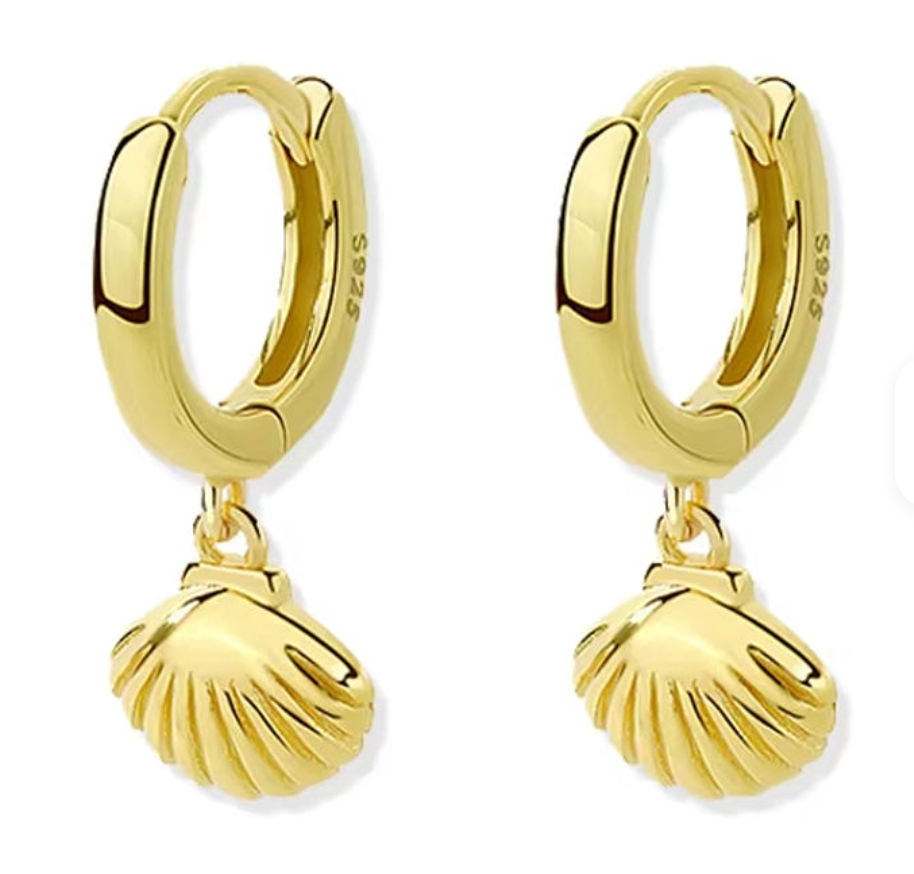 Seashell Drop Huggie Earrings