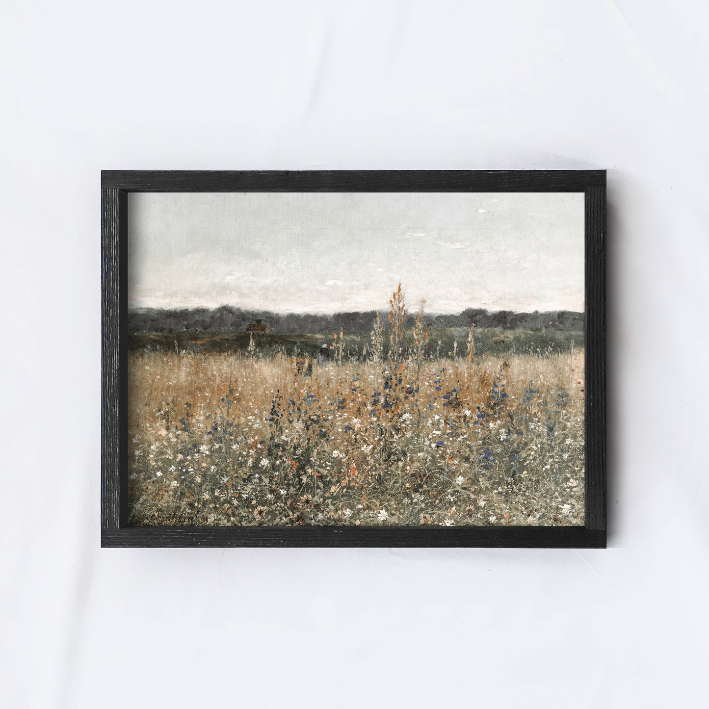 Vintage Print Framed | WildFlowers A22: Aged Farmhouse / 8.5x7"
