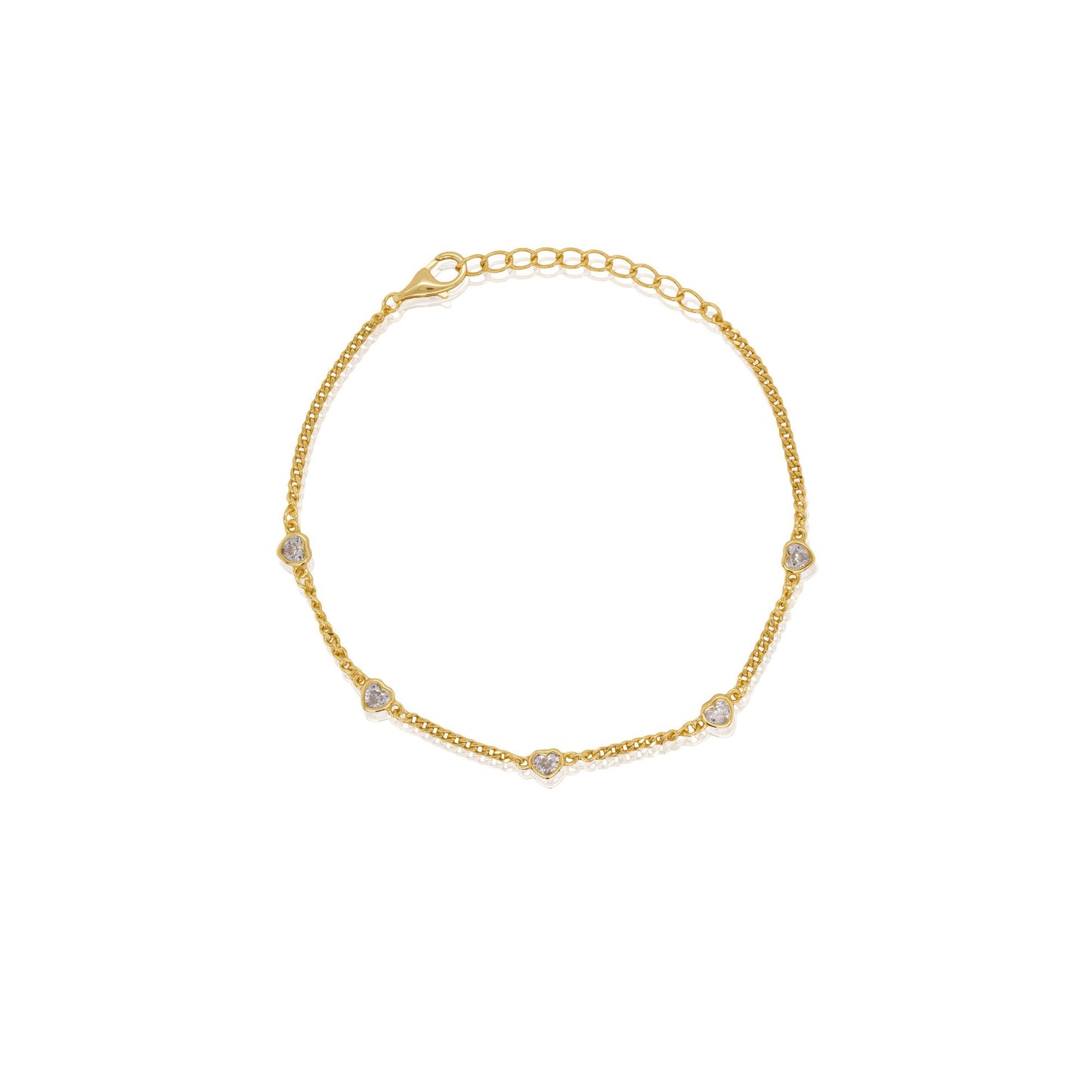 Curb & Multi Mini Bezel Heart Bracelet