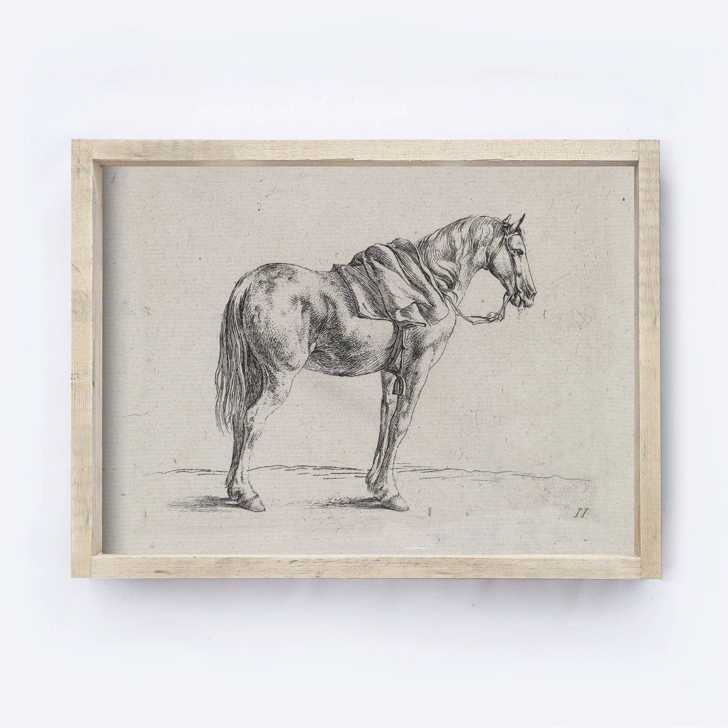 Vintage Horse Wall Art | Framed Equestrian Wall Decor A136: Aged Farmhouse / 8.5x7"