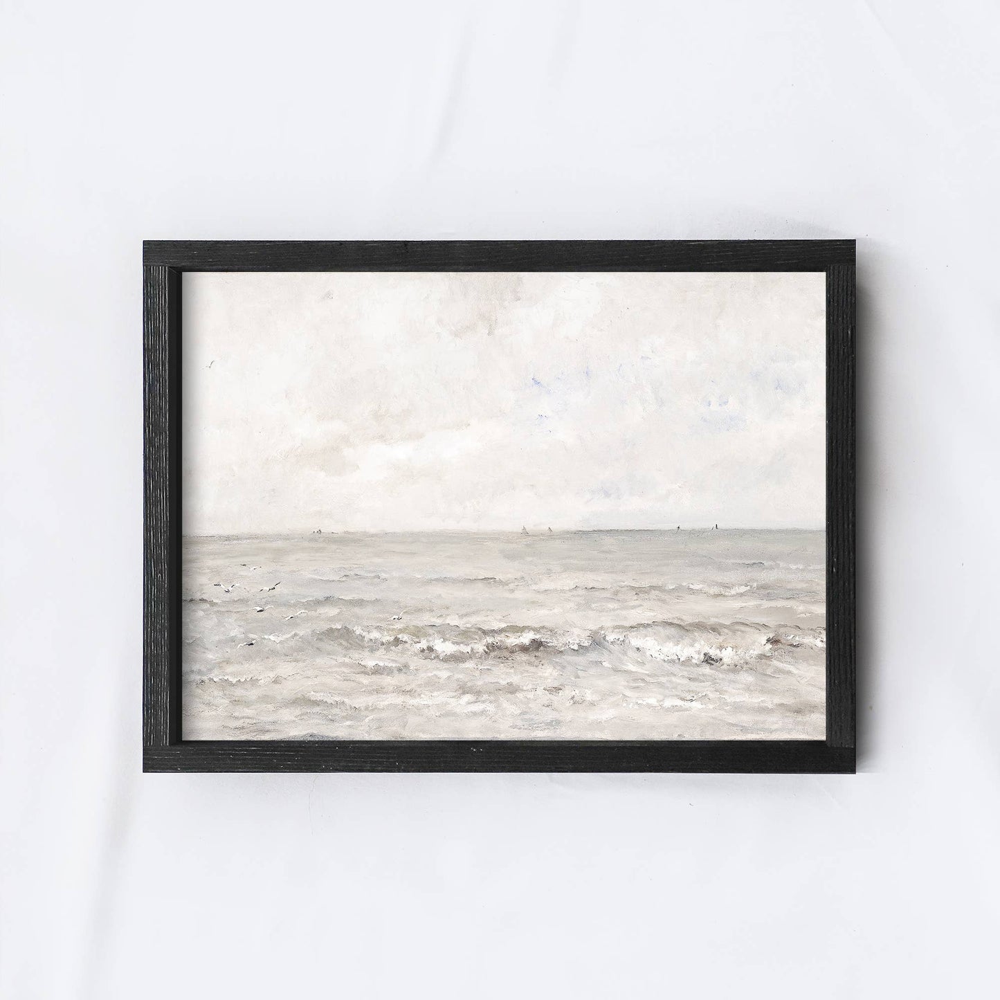 Vintage Art Print | Coastal Wall Art Seascape Painting A120: Aged Farmhouse / 8.5x7"