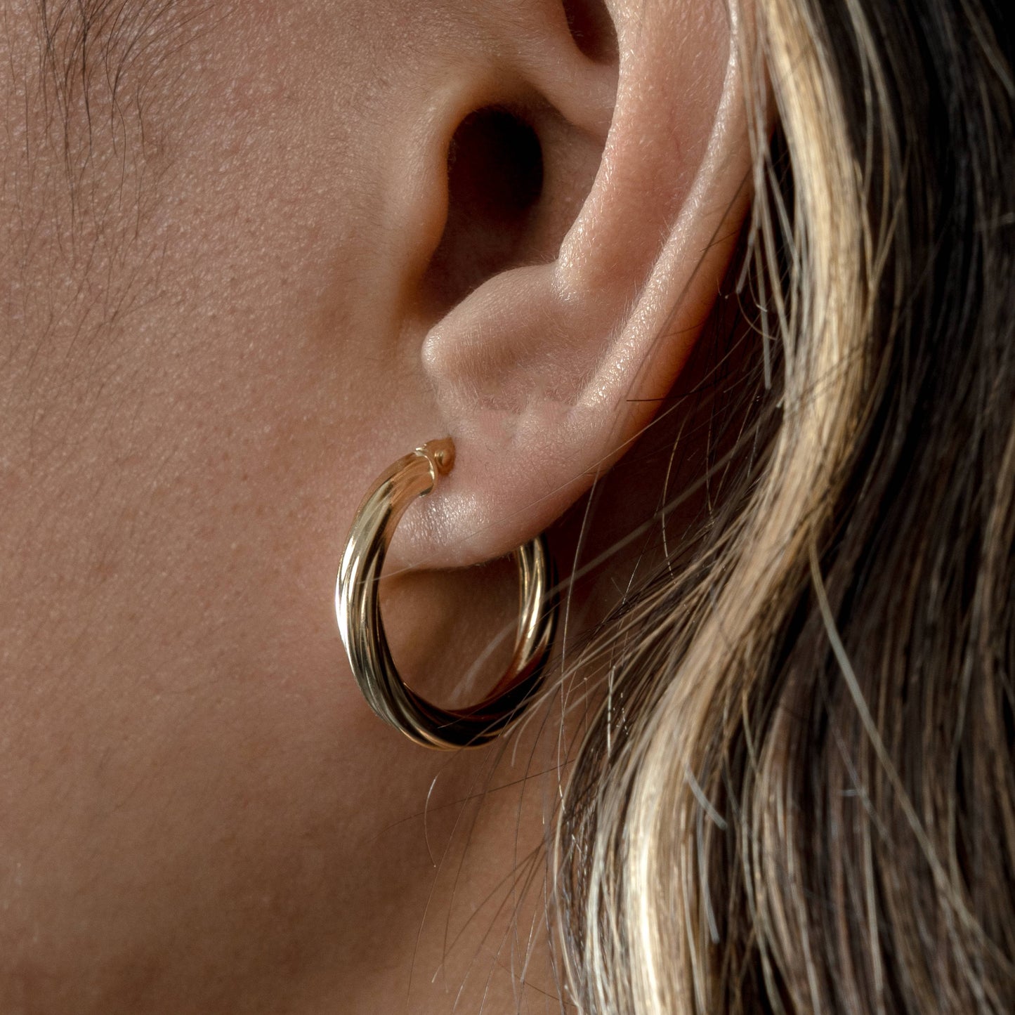 10k Yellow Gold Twisted Hoops