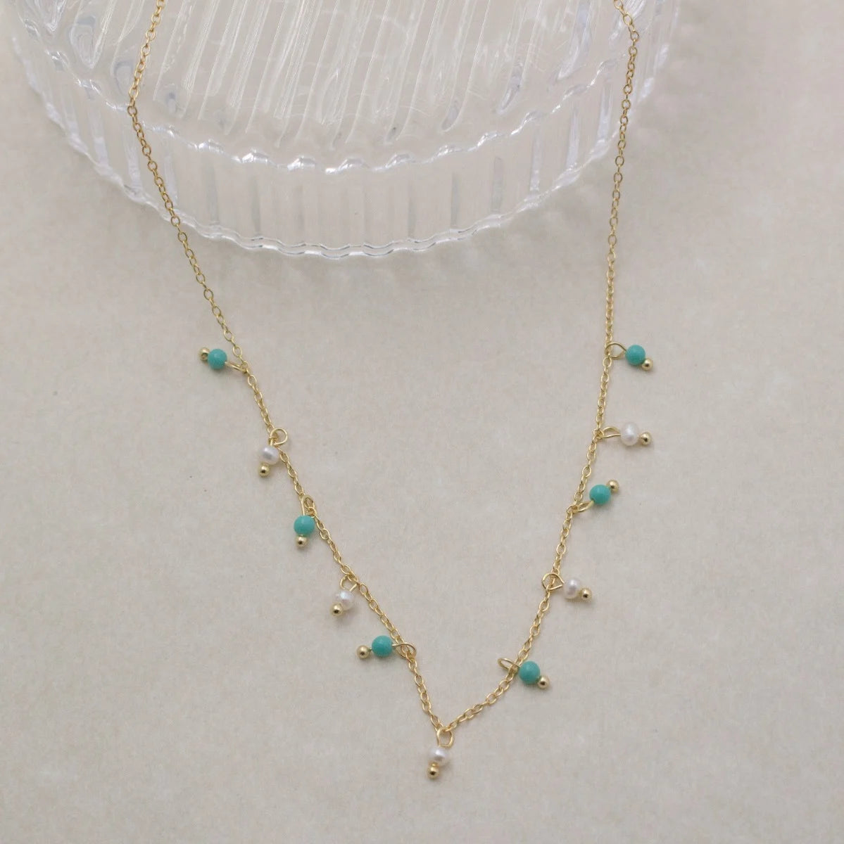 Gold Turquoise and Pearl Choker