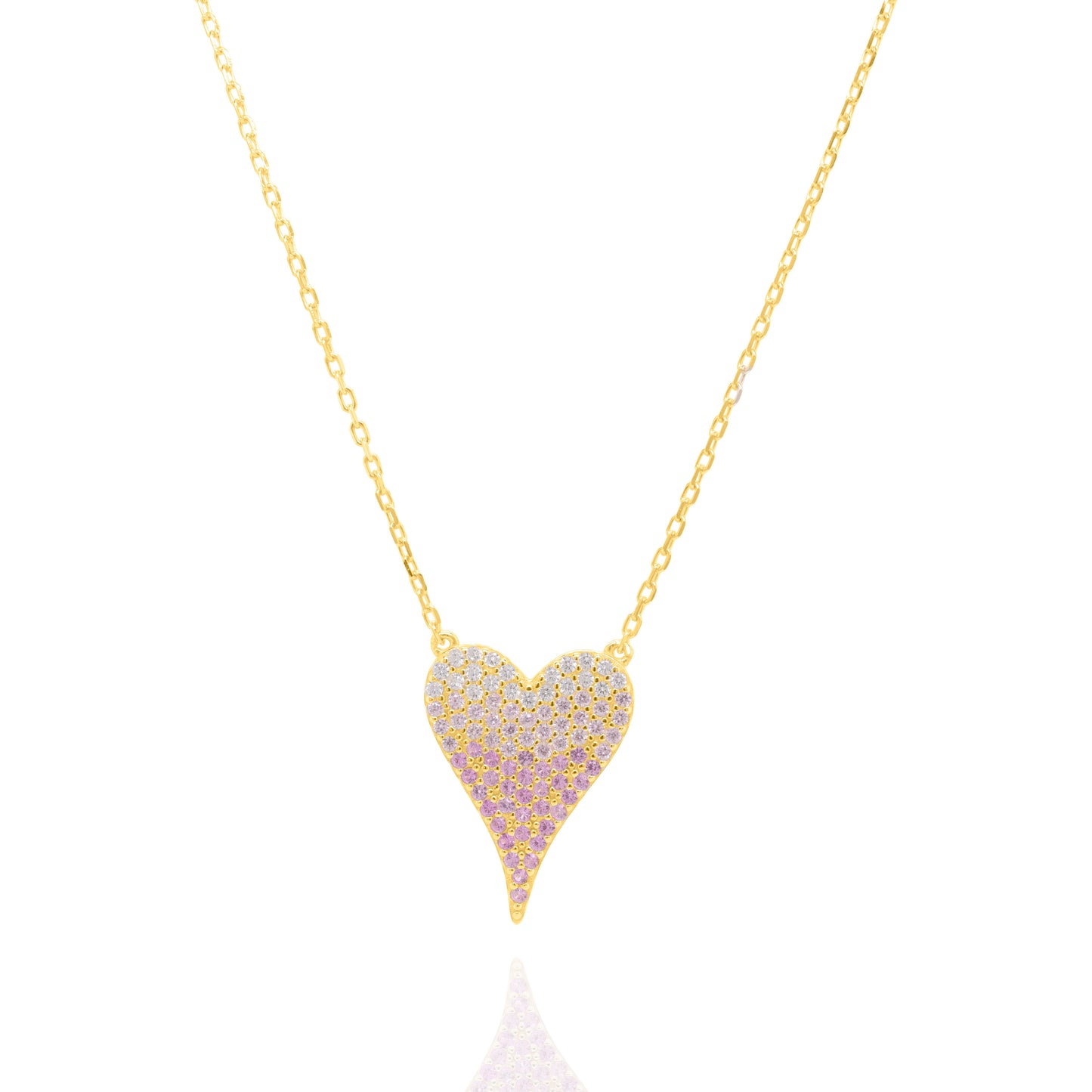 Large Pink Sparkly Ombre Heart Necklace