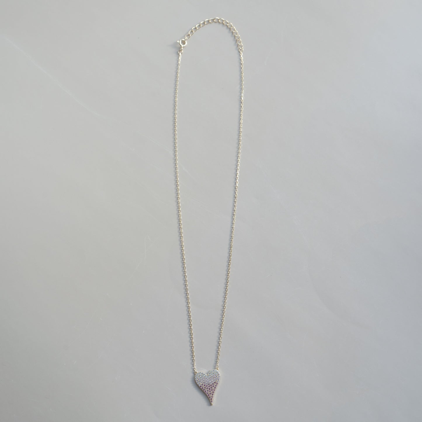 Large Pink Sparkly Ombre Heart Necklace