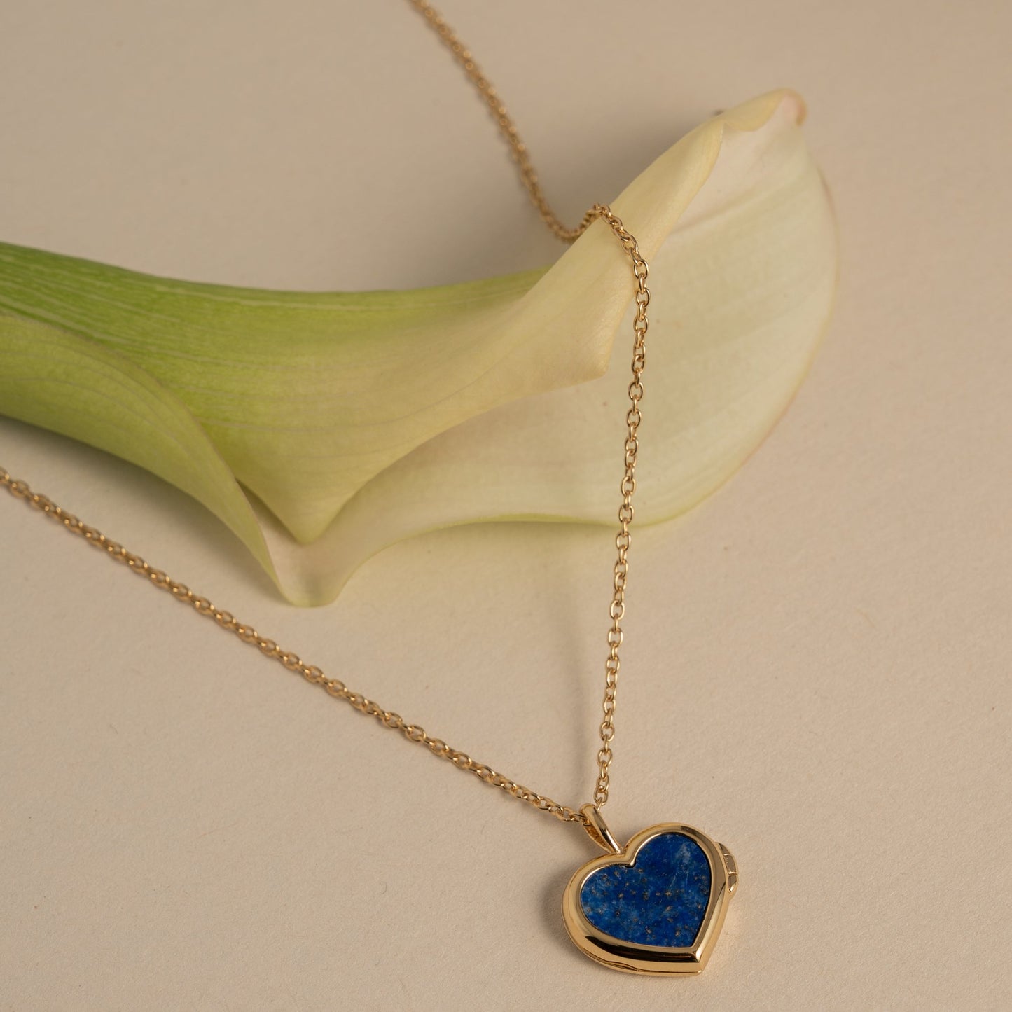 Reversible Heart Pearl / Blue Lapis Locket Necklace