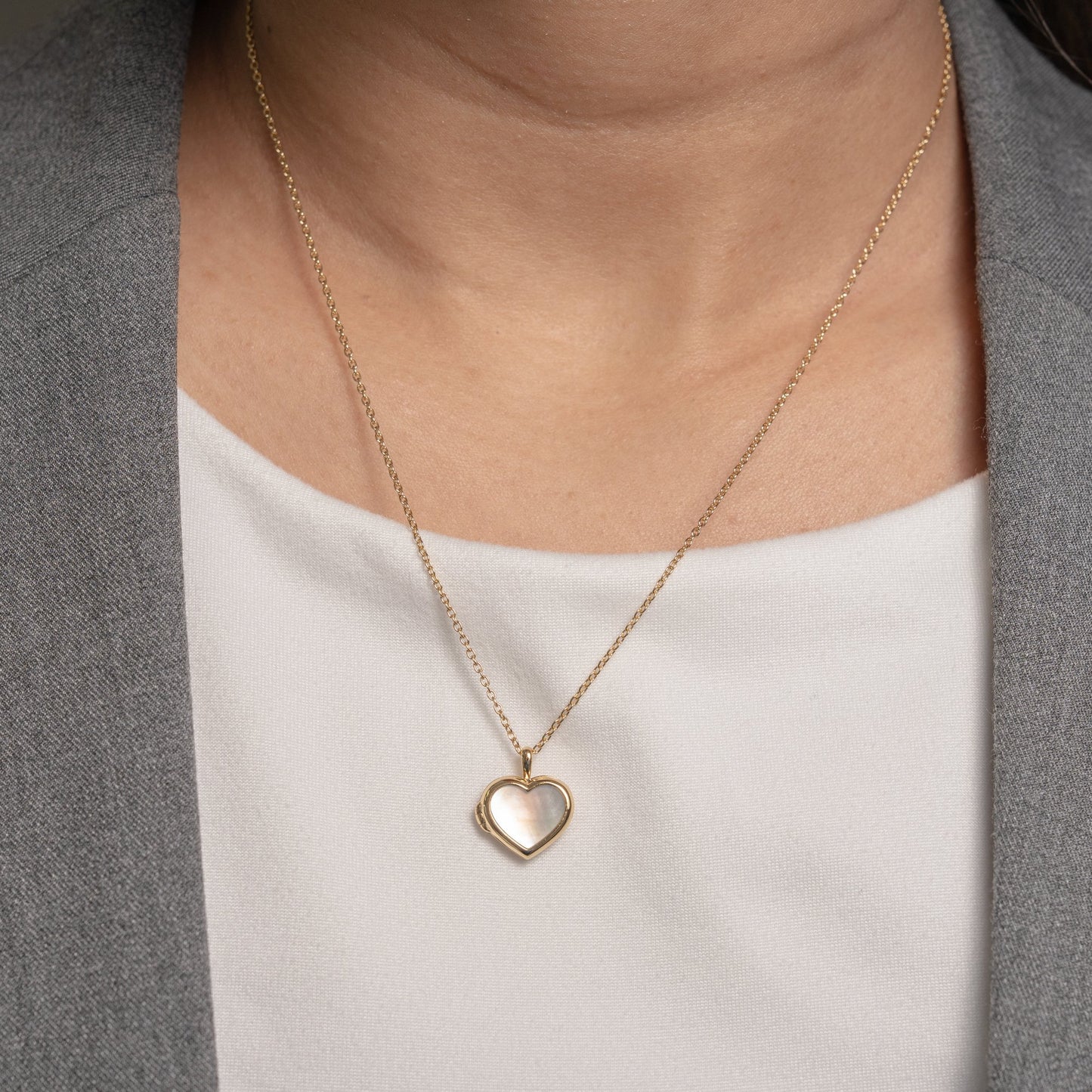 Reversible Heart Pearl / Blue Lapis Locket Necklace