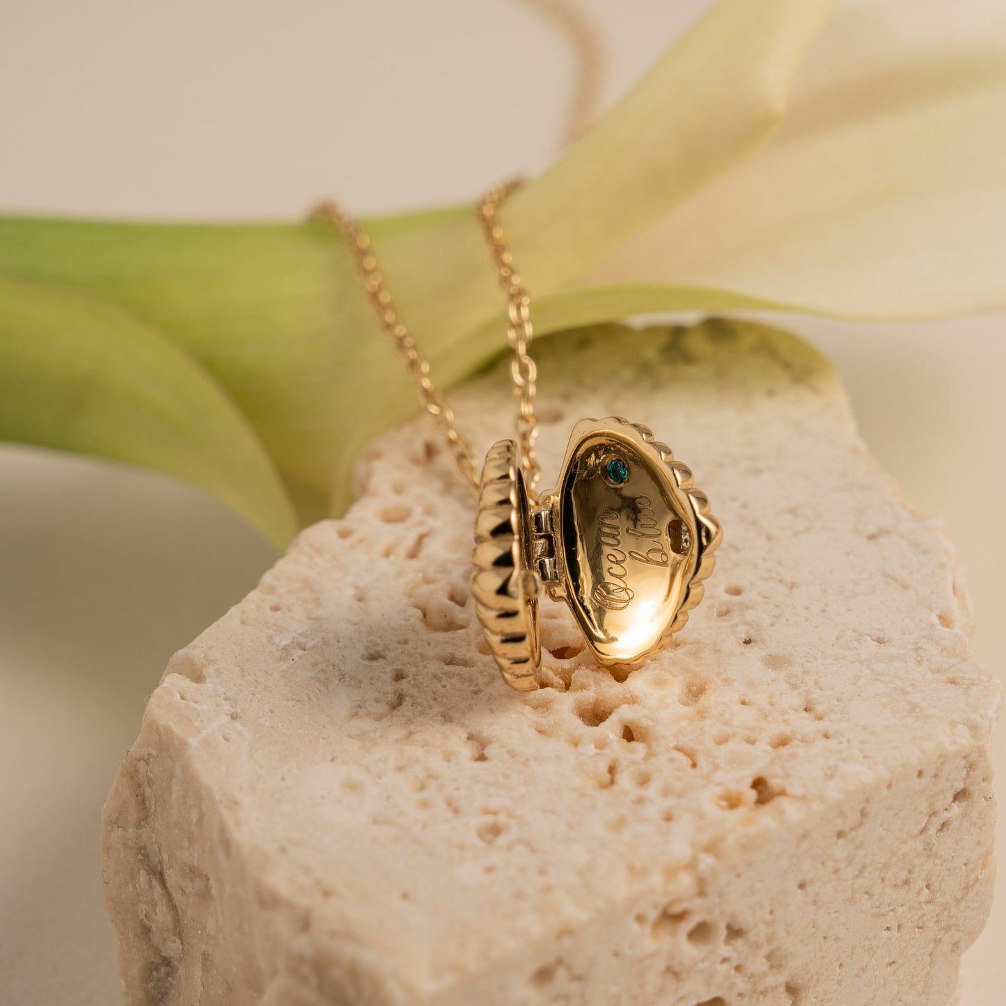 Ocean Blue Shell Locket Necklace
