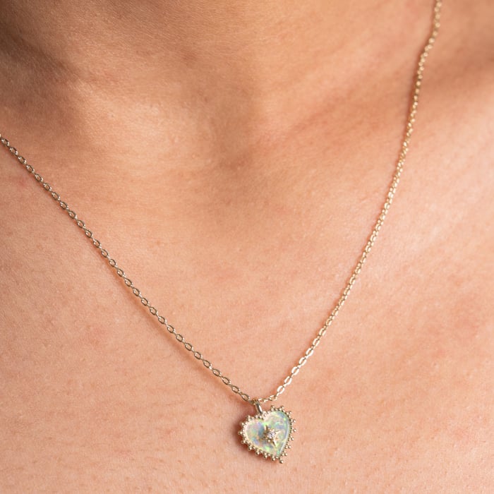 Pearl Starburst Heart Necklace