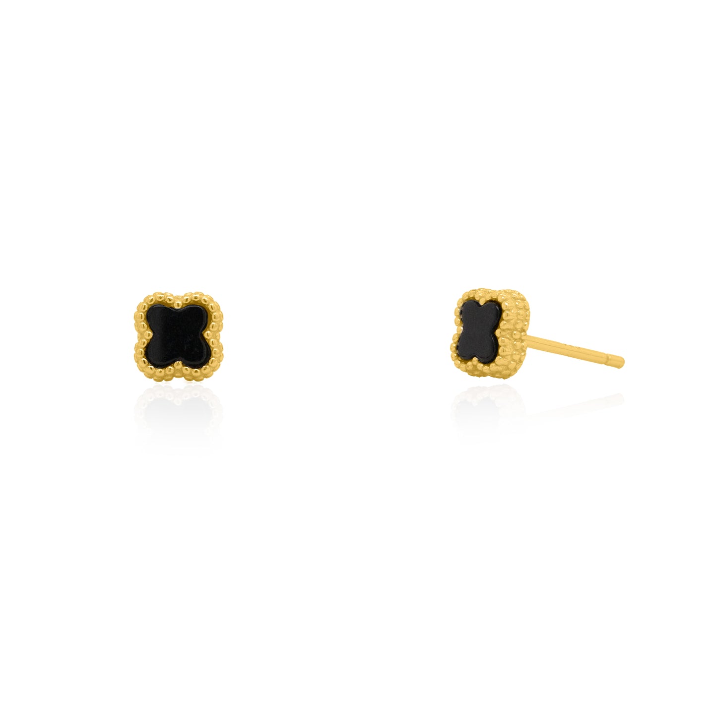 Black Agate Clover Studs
