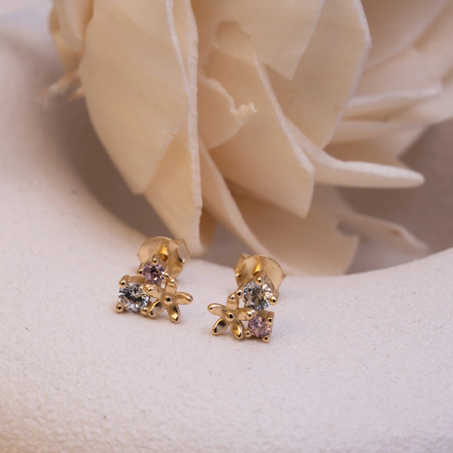 Mini Flower Pink Cluster Studs