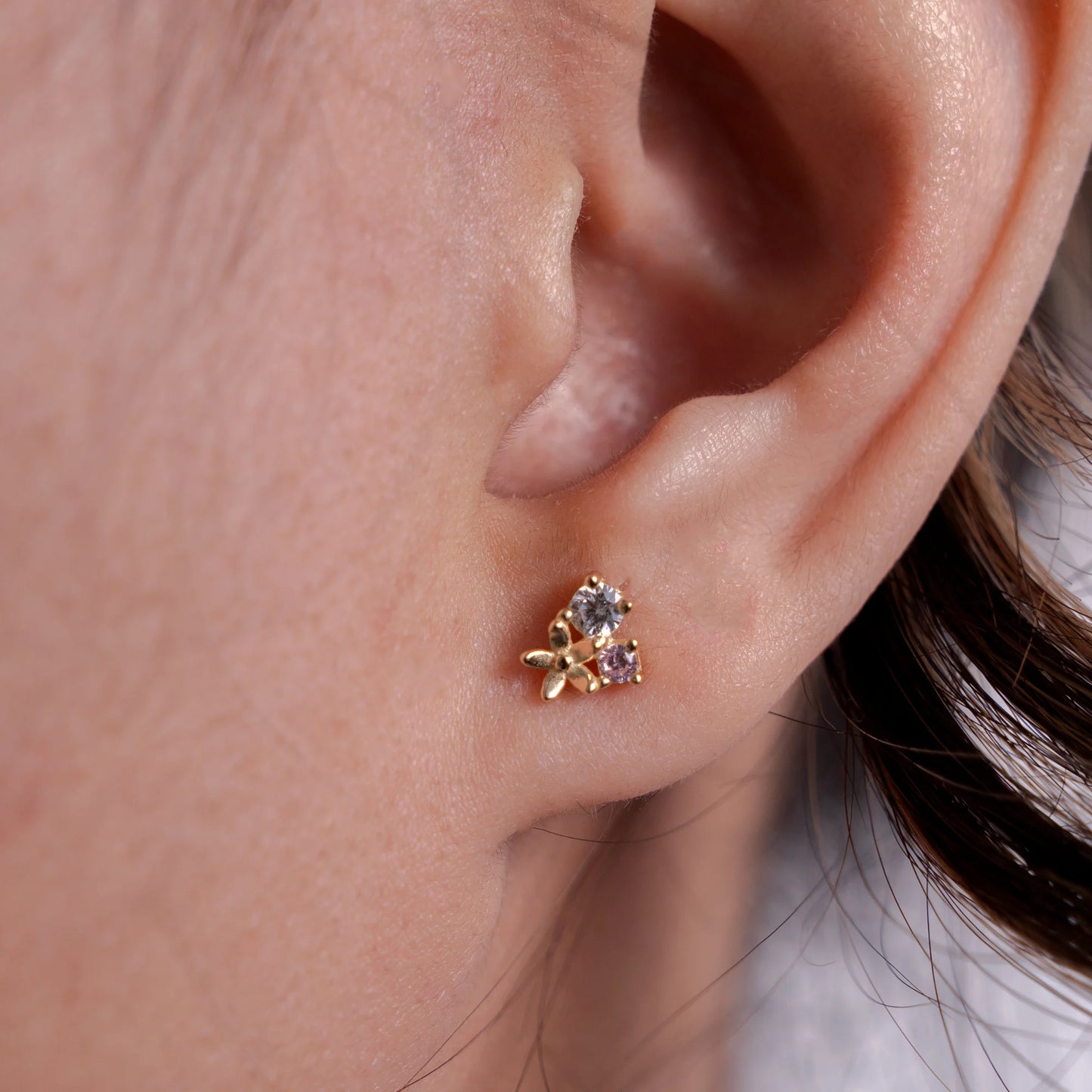 Mini Flower Pink Cluster Studs