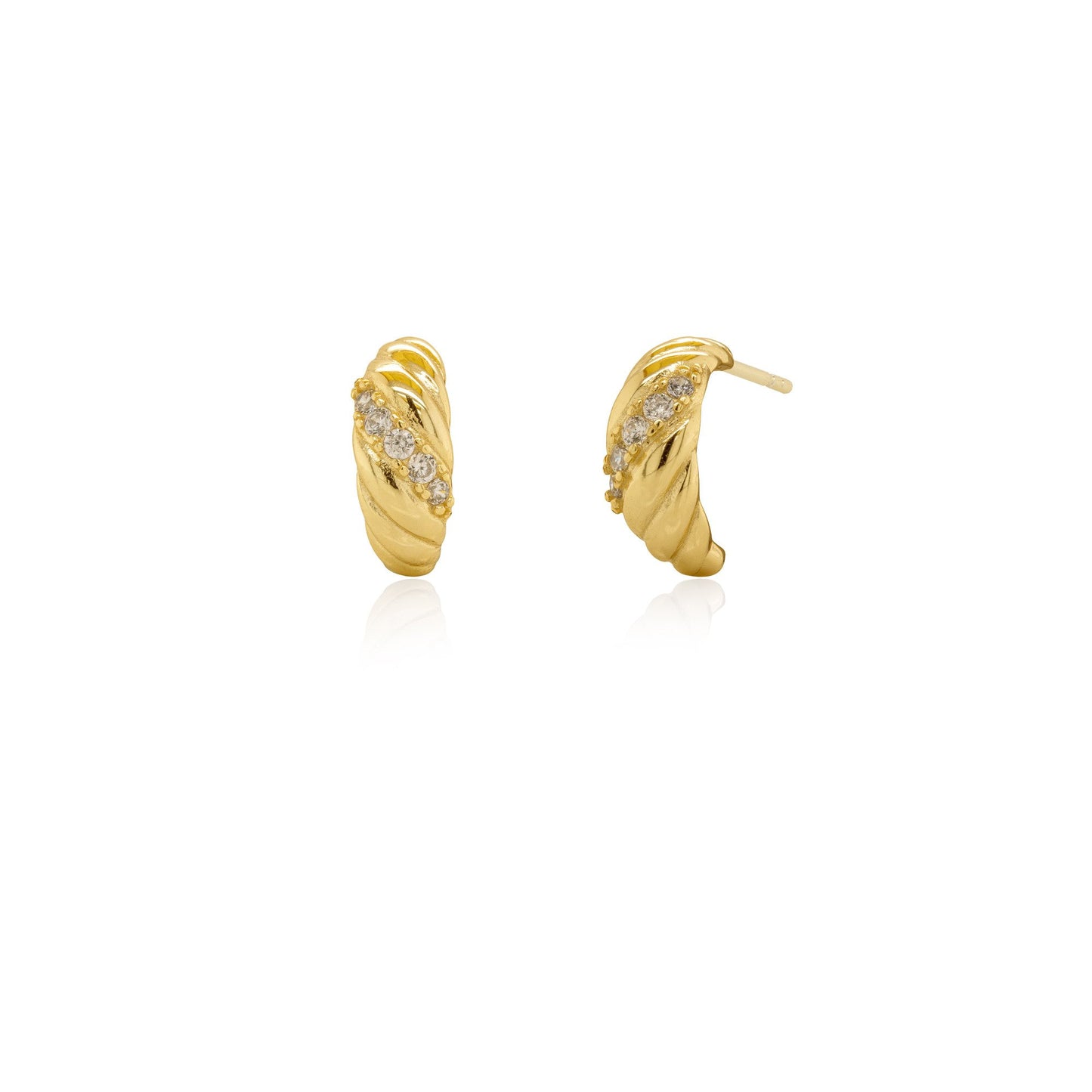 Sparkly Croissant Dome Hoops
