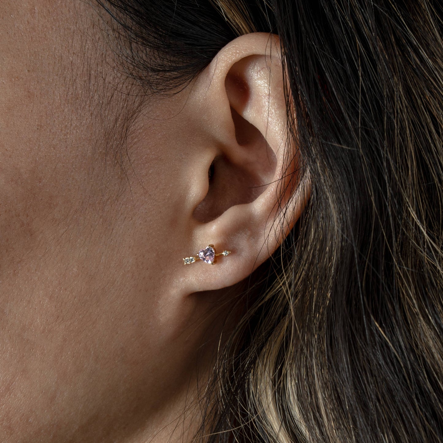 Pink Heart & Arrow Studs