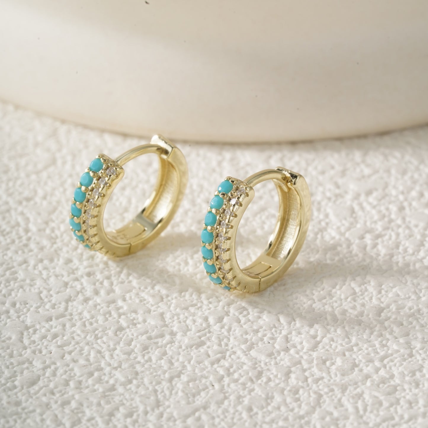 Turquoise Huggie Hoops