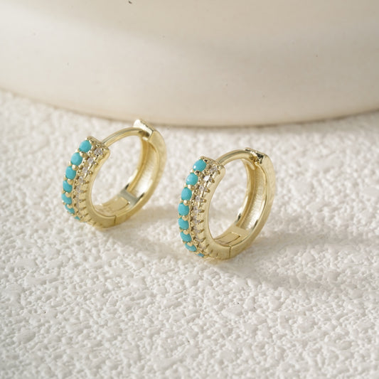 Turquoise Huggie Hoops