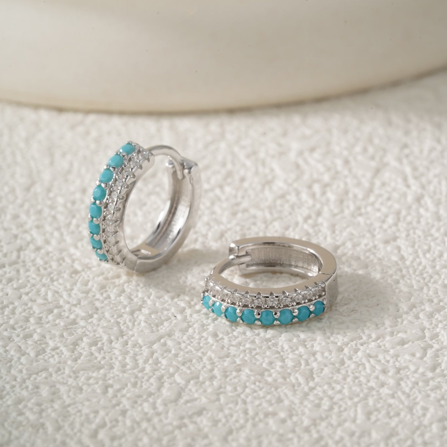 Turquoise Huggie Hoops