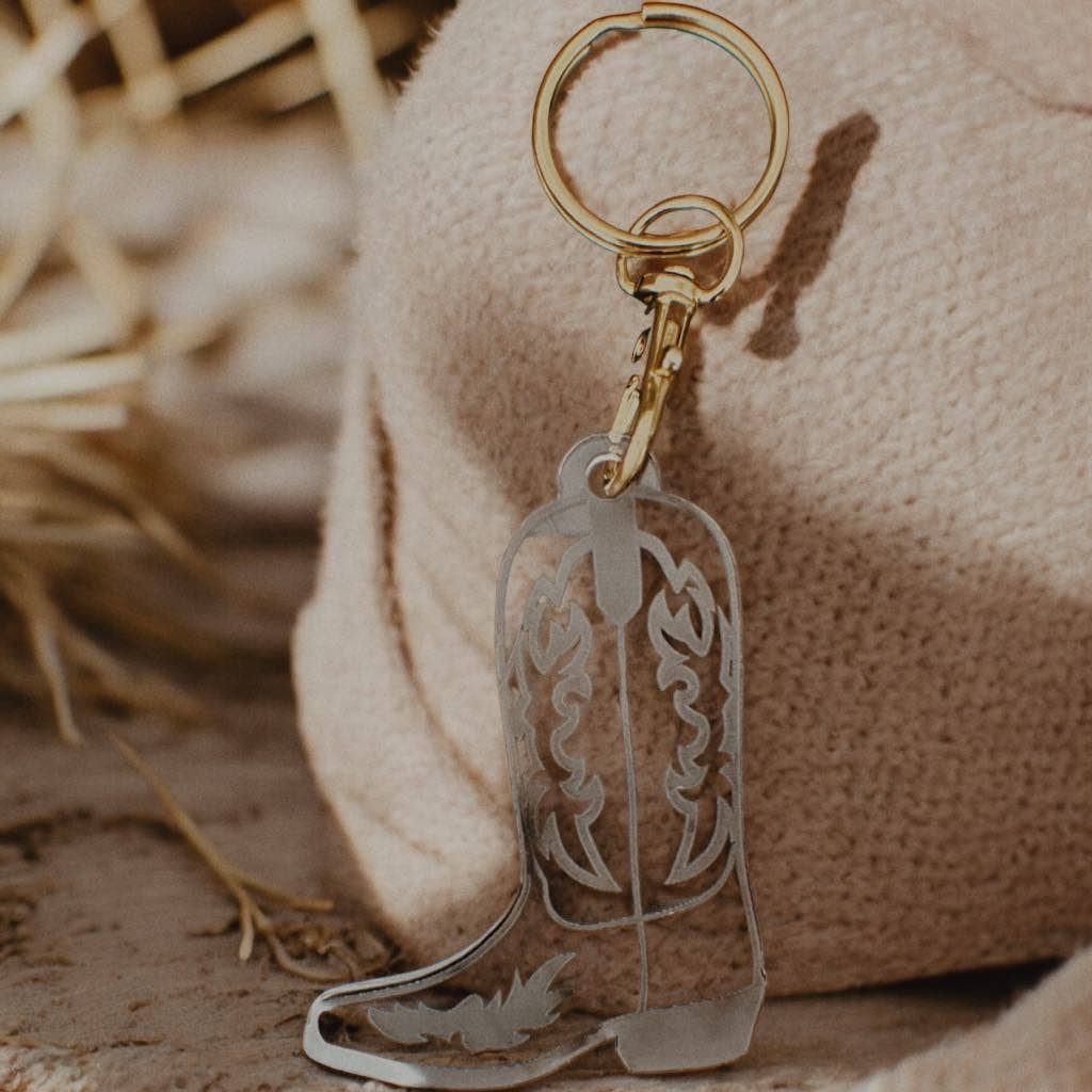 Cowboy Boot Keychain: Gold