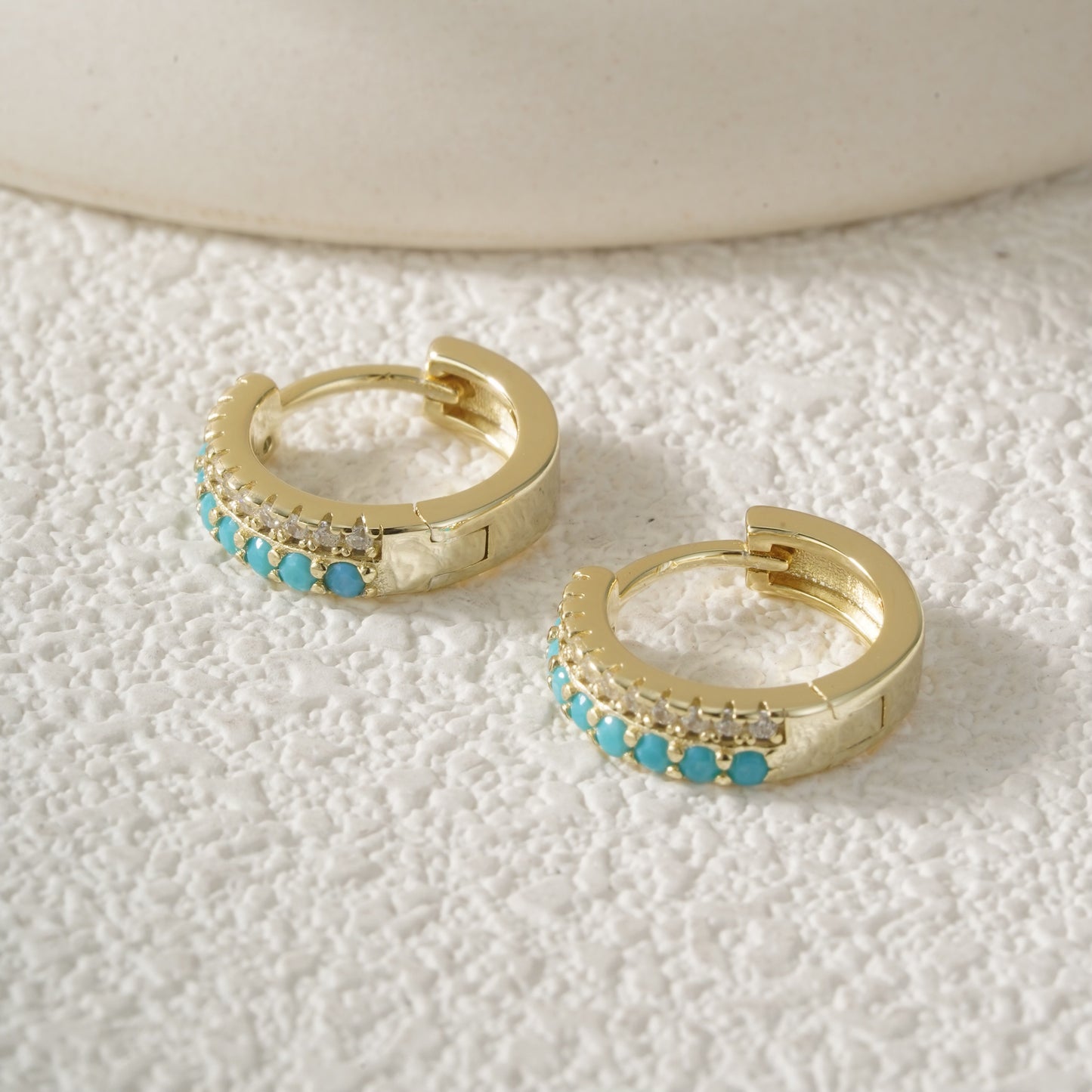 Turquoise Huggie Hoops