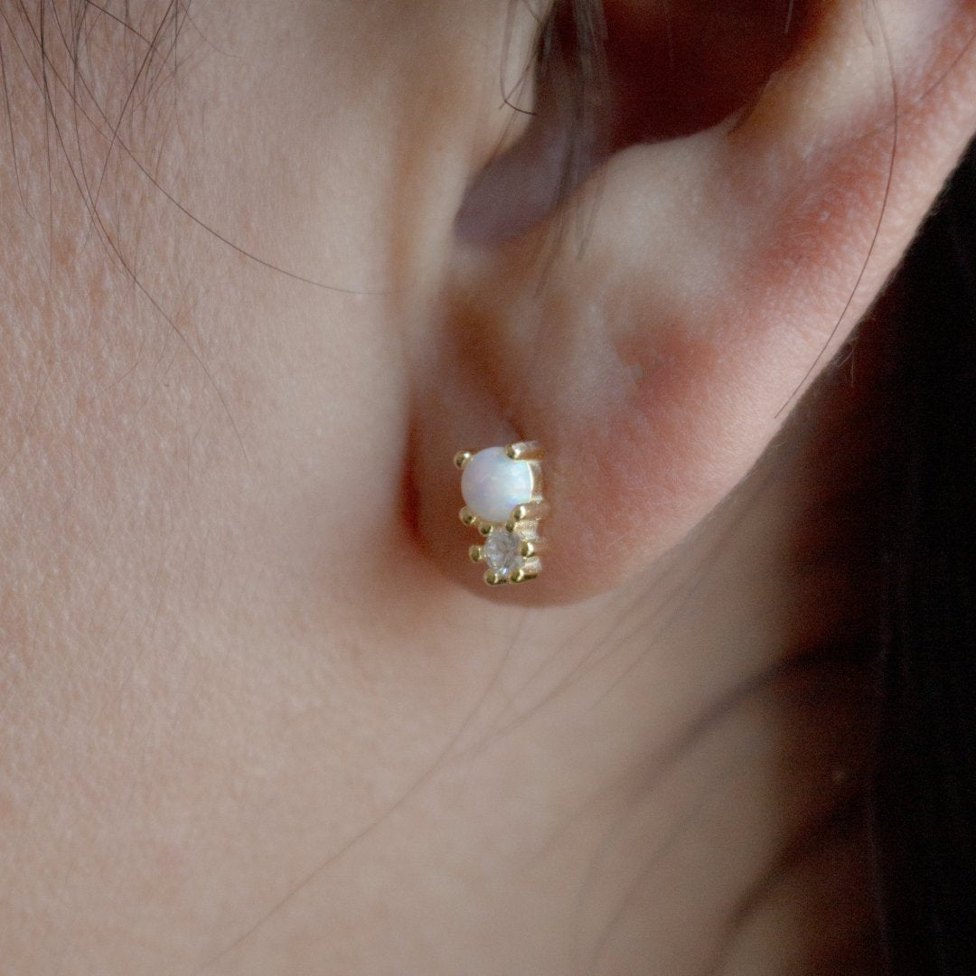 White Opal and Sparkle Studs