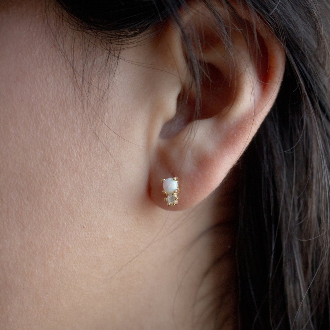 White Opal and Sparkle Studs