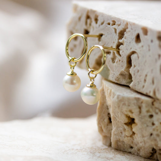 Circle & Pearl Drop Studs