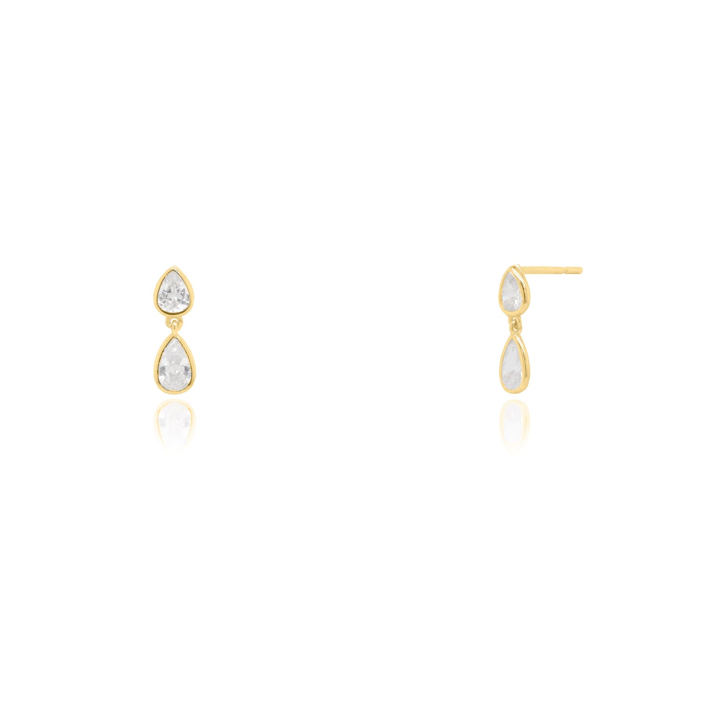 Sparkly Double Teardrop Dangle Studs