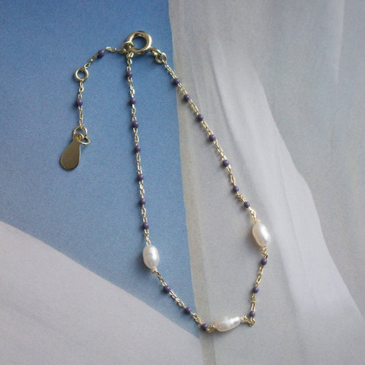 Delicate Enamel & Pearl Bracelet