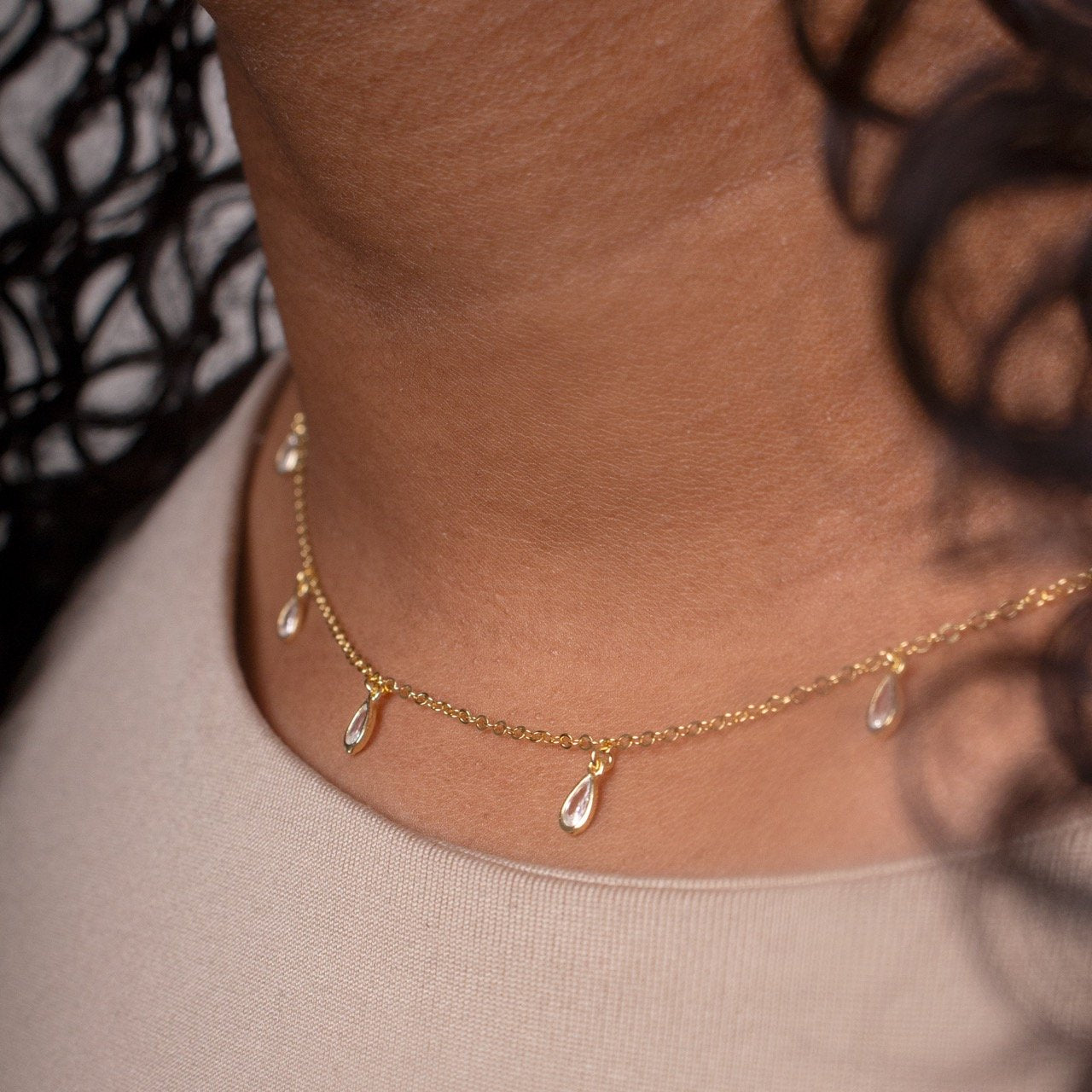 Sparkly Teardrop Choker