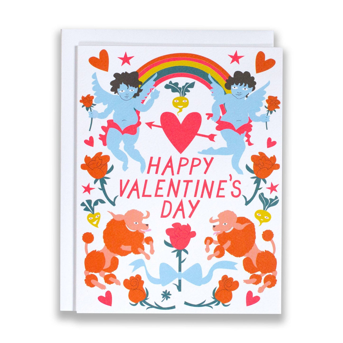 Valentine's Poodles & Cherubs Note Card