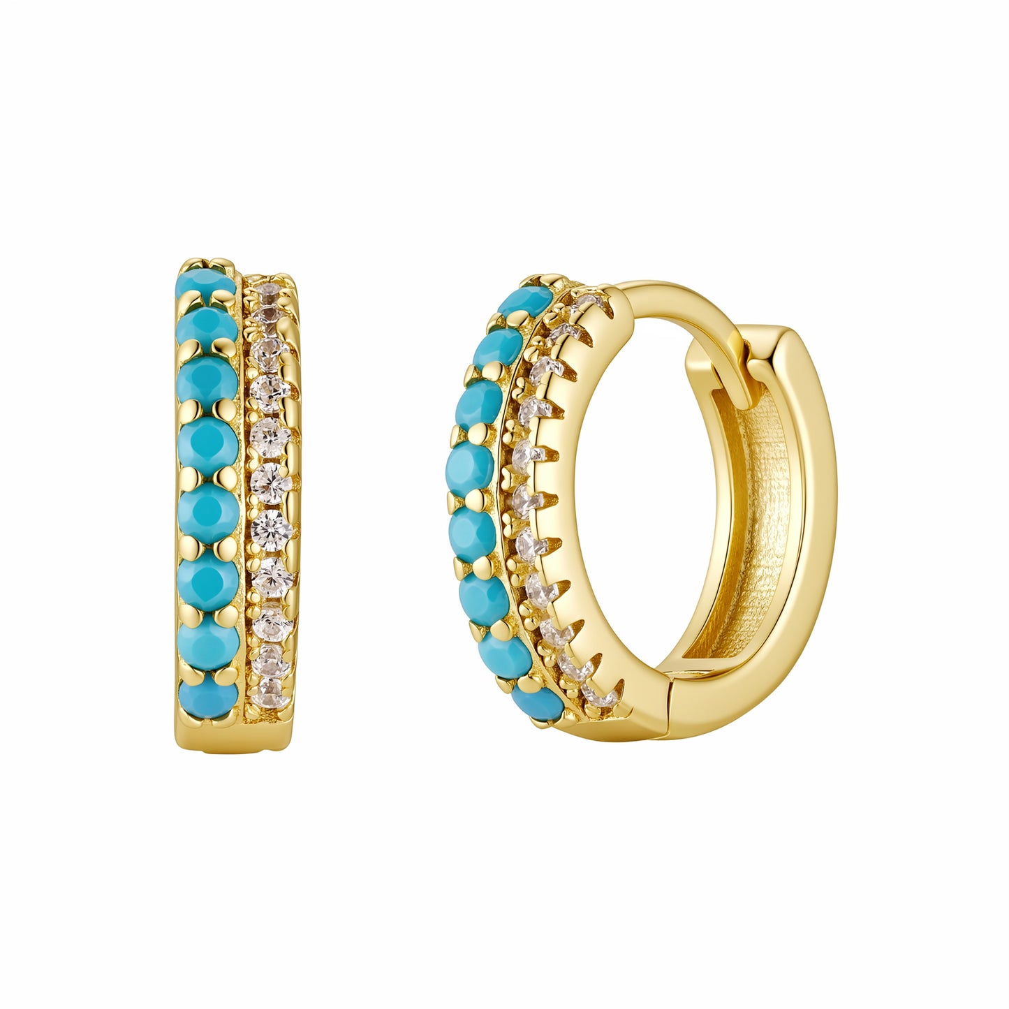 Turquoise Huggie Hoops